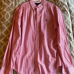 Ralph Lauren pink striped button down shirt
